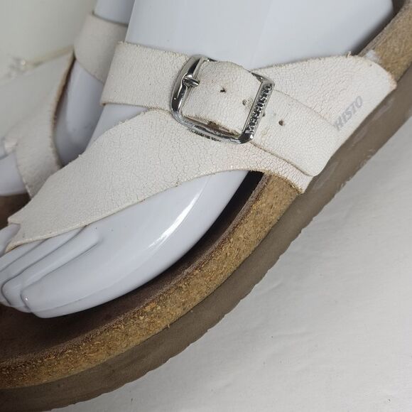 Mephisto  women's Helen White Leather  Slip On Thong Cork Sandals  Eu 37 US 7 - Picture 9 of 15
